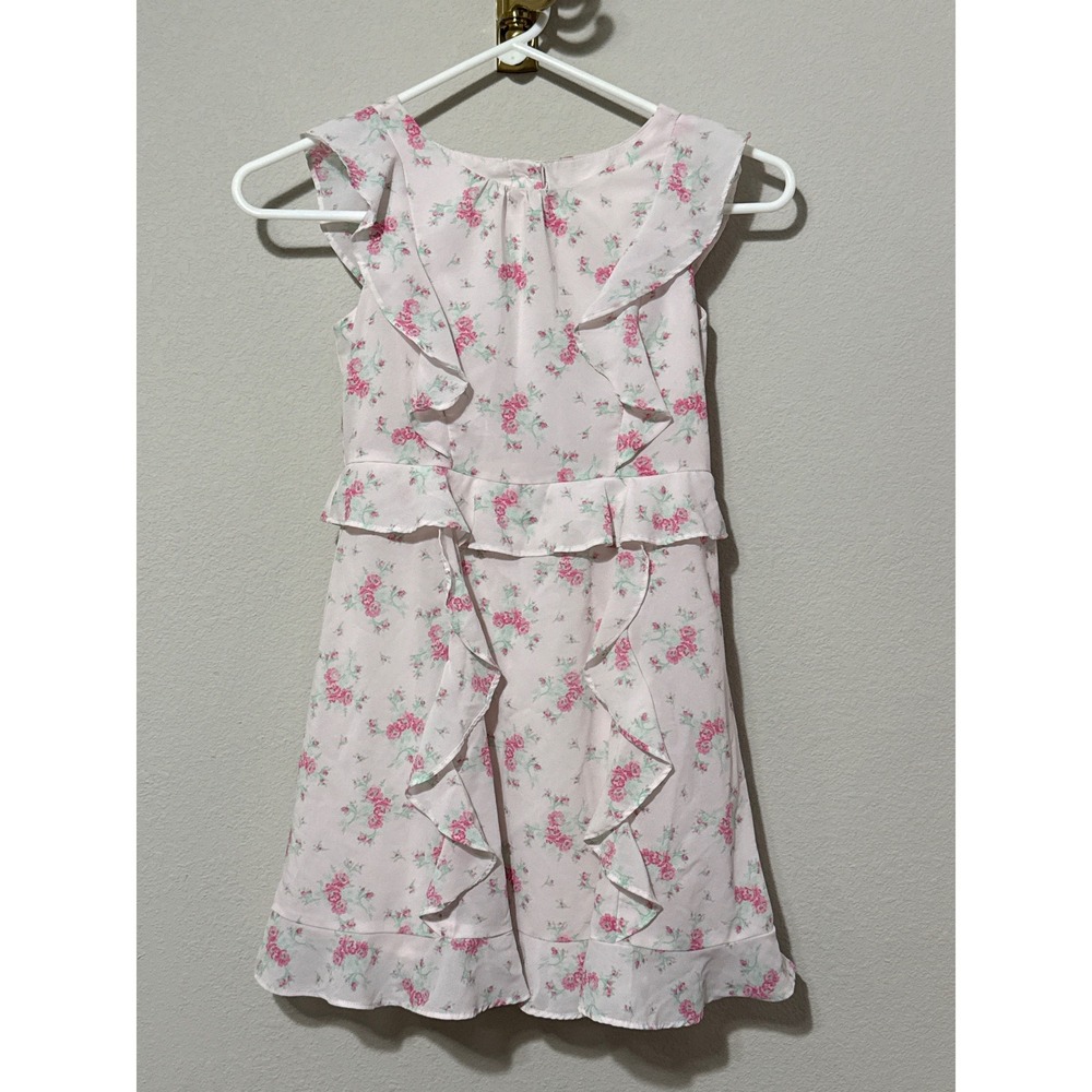 Janie and‎ Jack Floral Ruffle Dress Girls 8 Pink Sleeveless Peplum Button Back